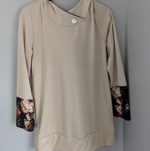 Fashionable Cream & Floral Hoodie